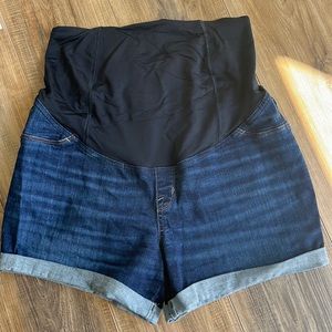 Maternity Jean Shorts with Belly Panel